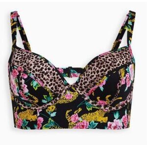 Torrid roses leopard 4x DD/F underwire strappy bikini top